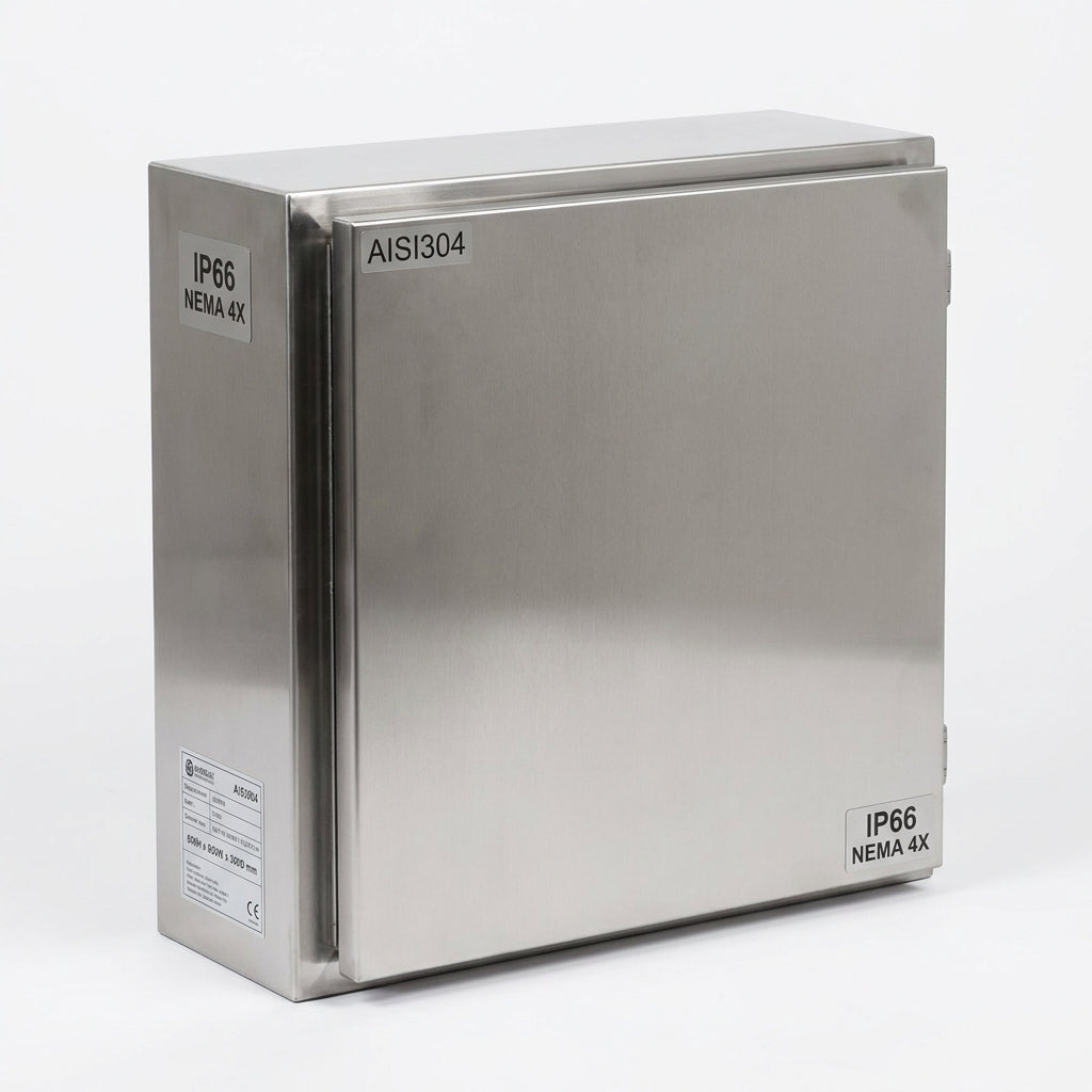 Gabinete mural de acero inoxidable AISI304 1P 800Hx800Wx300Dmm IP66 NEMA 4X