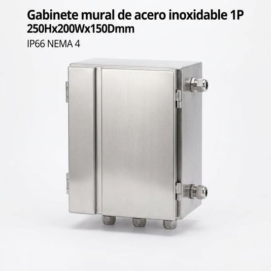 Gabinete mural de acero inoxidable 1P 250Hx200Wx150Dmm  IP66 NEMA 4