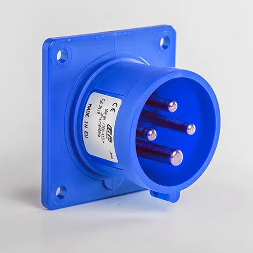 Clavija empotrar recta 16A 3P+T 230VCA 9h Azul IP44