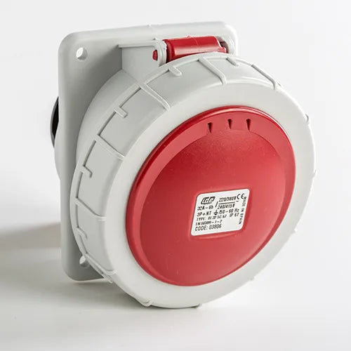 Base empotrar inclinada 32A 3P+N+T 220/400VCA 6h Rojo IP66-IP67
