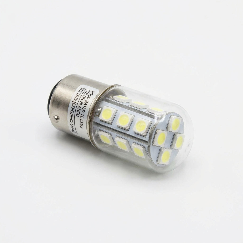 Foco BA15D 12 LEDs  Color Blanco (voltaje según especificación)