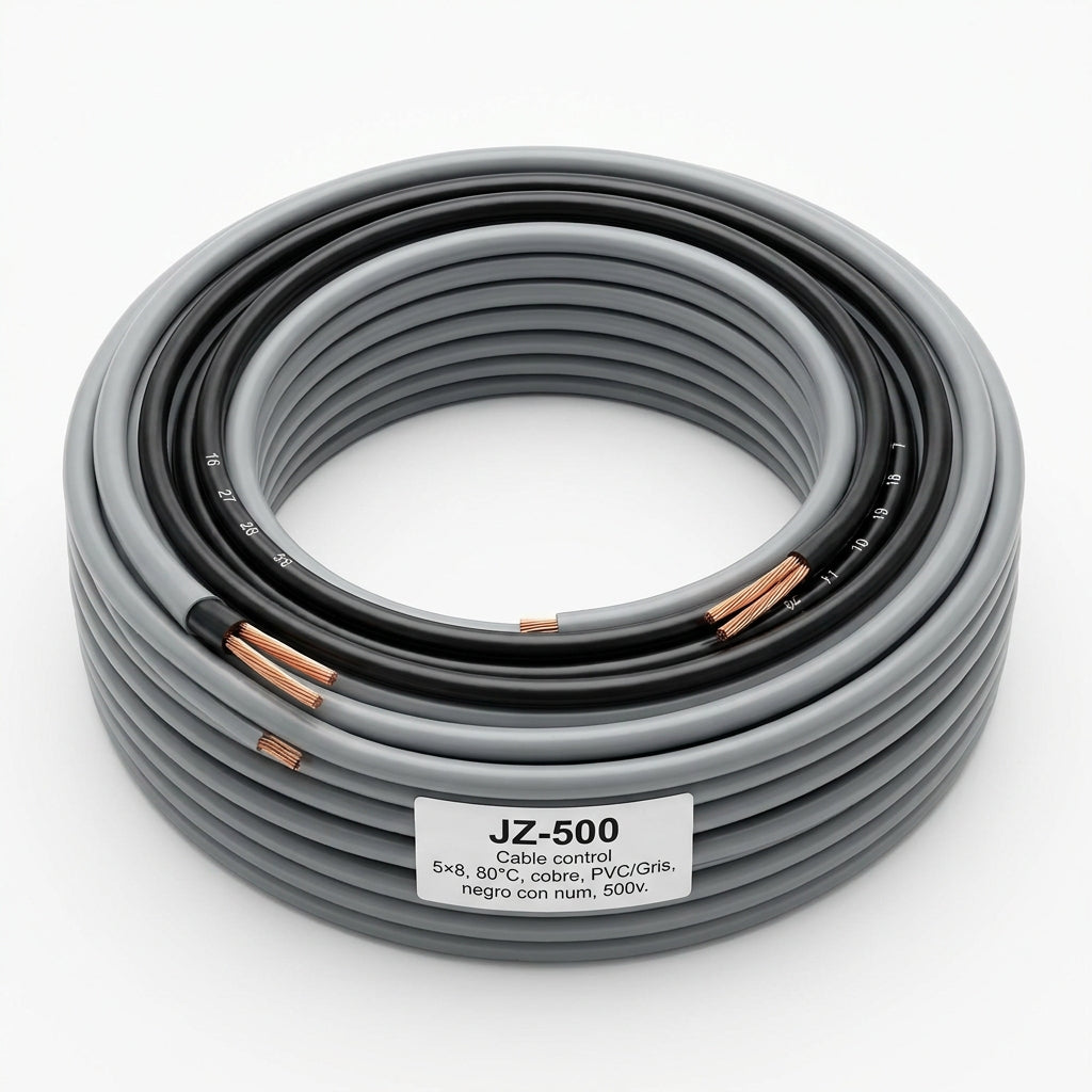 JZ-500 Cable control 5×8, 80°C, cobre, PVC/Gris, negro con num, 500v