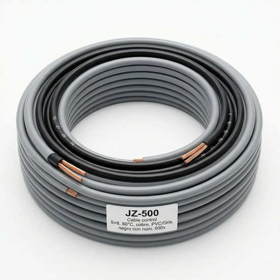 JZ-500 Cable control 5×8, 80°C, cobre, PVC/Gris, negro con num, 500v