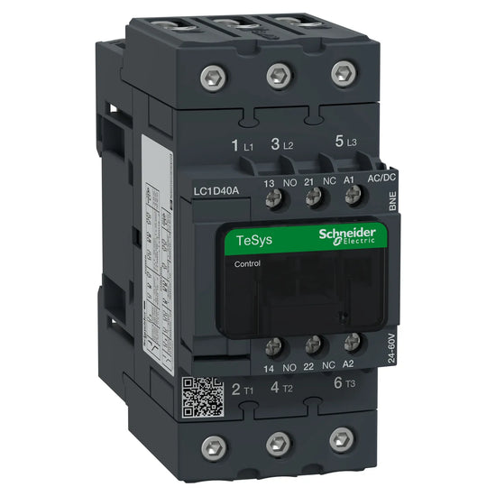 TeSys D Contactor de 3Polos 3NA 40A Bobina 24-60VAC/DC 50/60Hz 1NA+1NC
