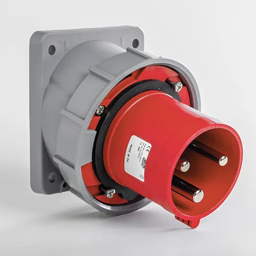 Clavija empotrar inclinada 63A 3P+T 400VCA 6h Rojo IP66-IP67
