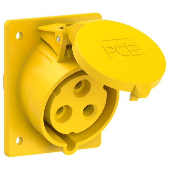 1304 Base empotrar 2P+T 4H 32A 110V IP44 Amarillo