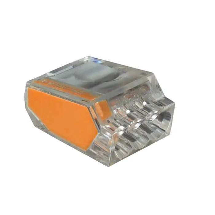 Conector rápido push in 3 polos 1-2.5mm² 16-14AWG 25A 450VCA Transparente