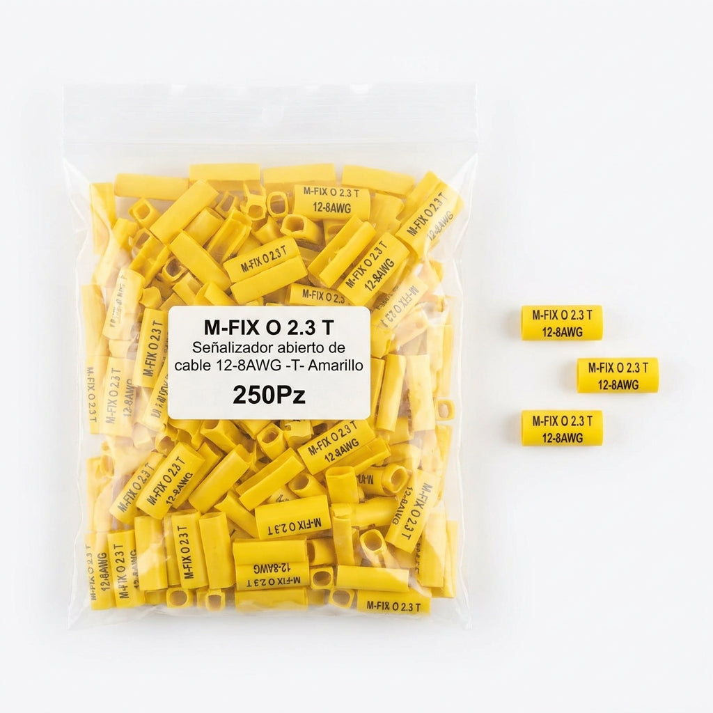 M-FIX O 2.3 T Señalizador abierto de cable 12-8AWG -T- Amarillo 250Pz