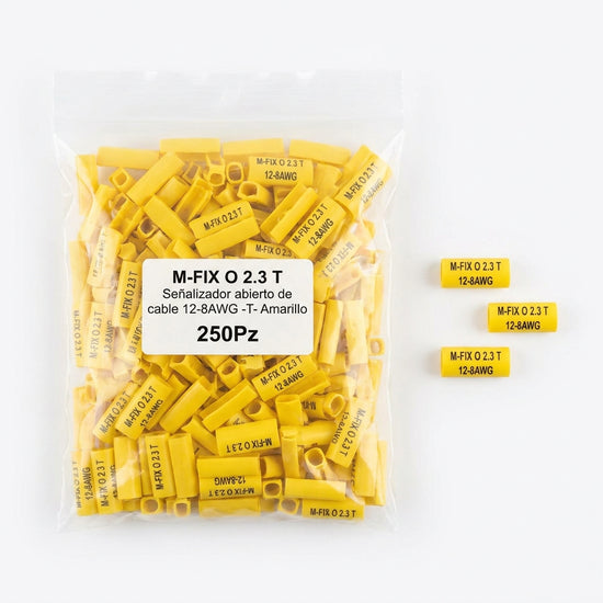 M-FIX O 2.3 T Señalizador abierto de cable 12-8AWG -T- Amarillo 250Pz