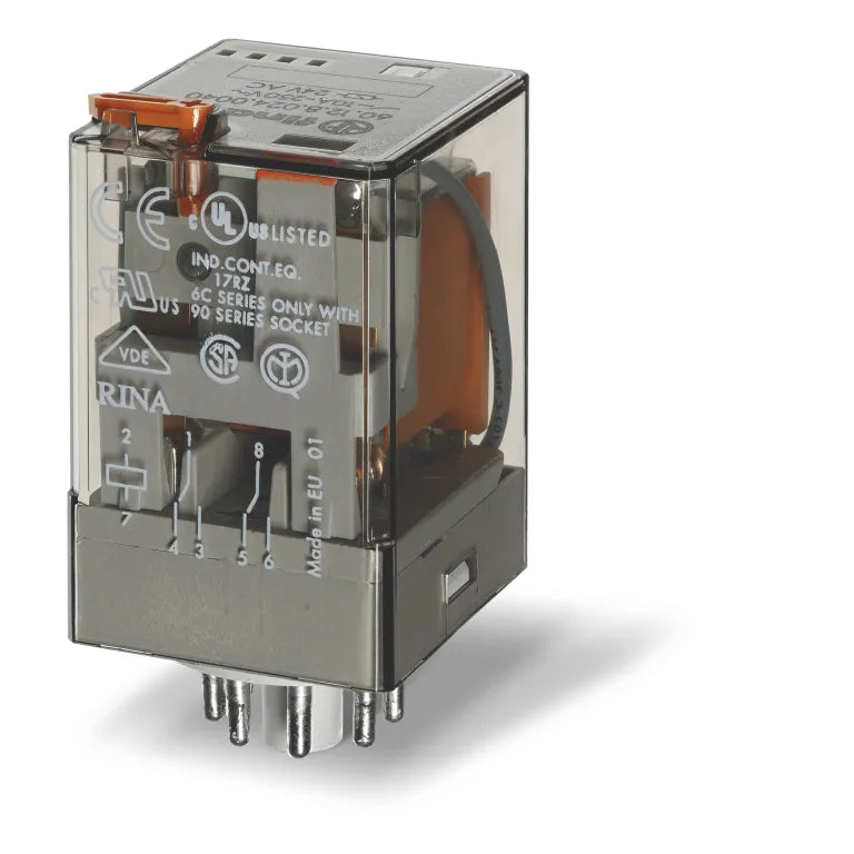 Relevador industrial octal 8 pines 125VCD 2CO 2NA2NC AgNi 10A 250V