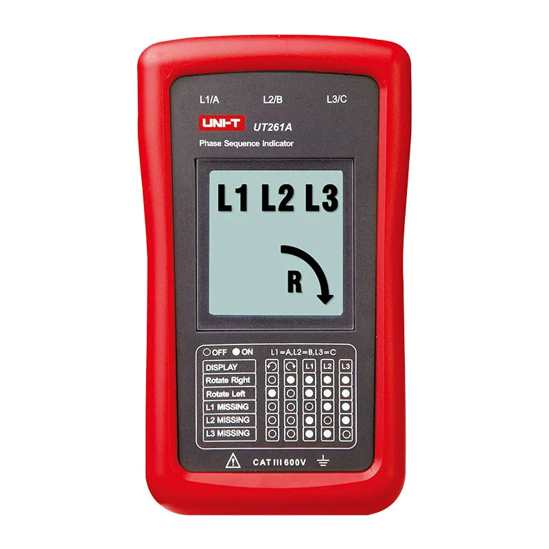 Indicador de secuencia de fases y rotación del motor  40-690VAC 15Hz-400Hz