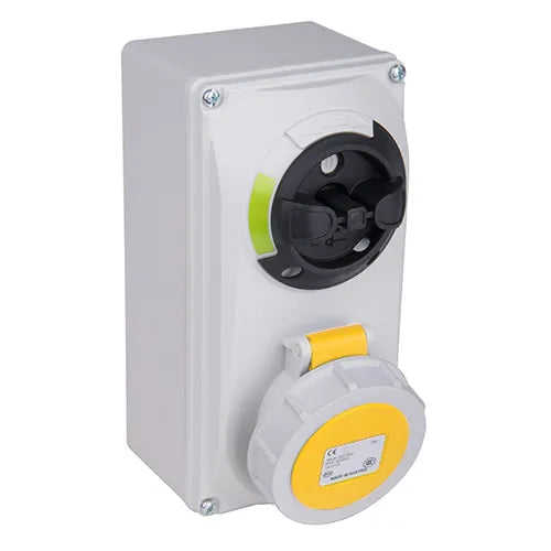 Base mural enclavamiento 16A 2P+T 120VCA 4h Amarillo IP66-IP67