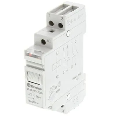 Telerruptor modular tipo desviador 24VCD 1NA+1NC 16A 250V Riel DIN