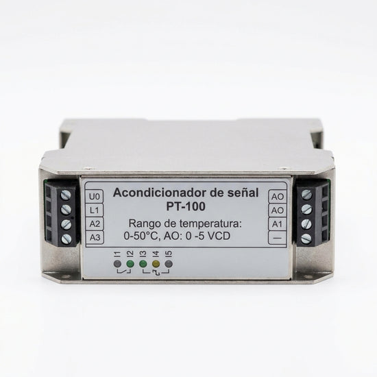Acondicionador de señal PT-100 c/rango de temperatura de 0-50°C, AO 0 -5 VCD