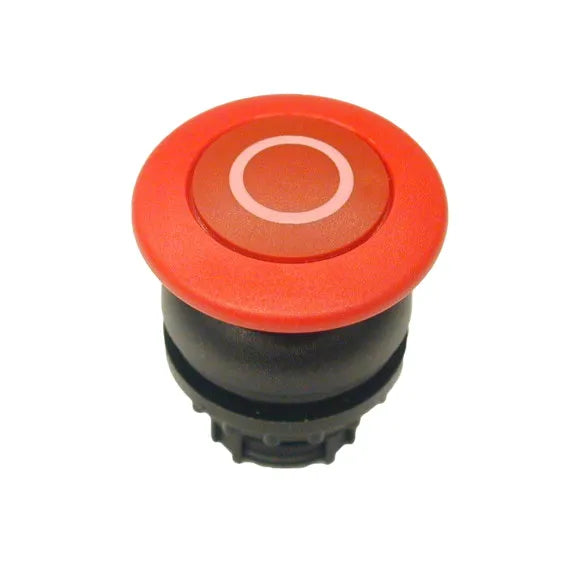 M22S-DRP-R-X0 Botón Hongo B/negro 22mm Mantenido -0- placa/Rojo Cabezal/Rojo