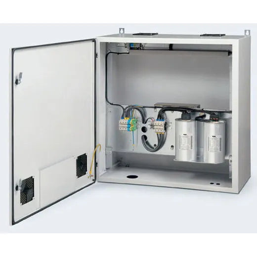 Banco fijo de 10kVAR Sin ITM 3×49.7µF 480VCA Gabinete 605Hx200Wx200Dmm