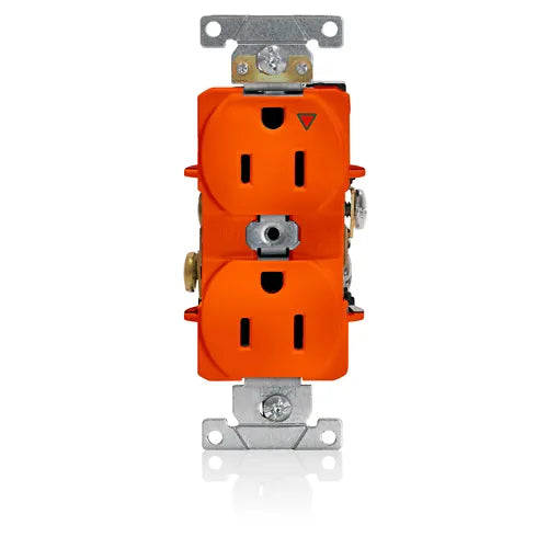 Receptáculo dúplex 2 polos + tierra 15A 125V color naranja NEMA 5-15R