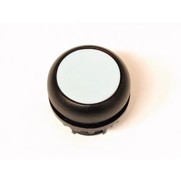 M22S-D-W RMQ-Titan Botón pulsador Plano Bisel negro 22mm Momentáneo Blanco