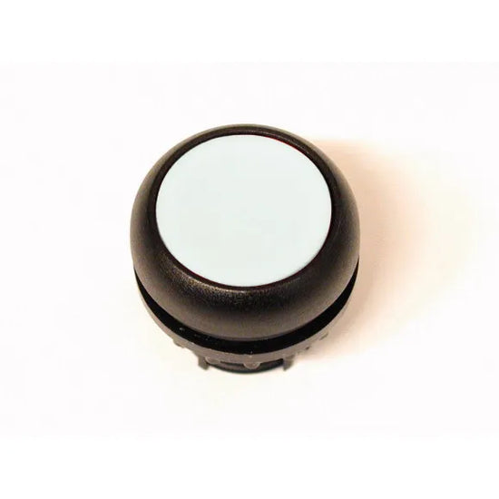 M22S-D-W RMQ-Titan Botón pulsador Plano Bisel negro 22mm Momentáneo Blanco