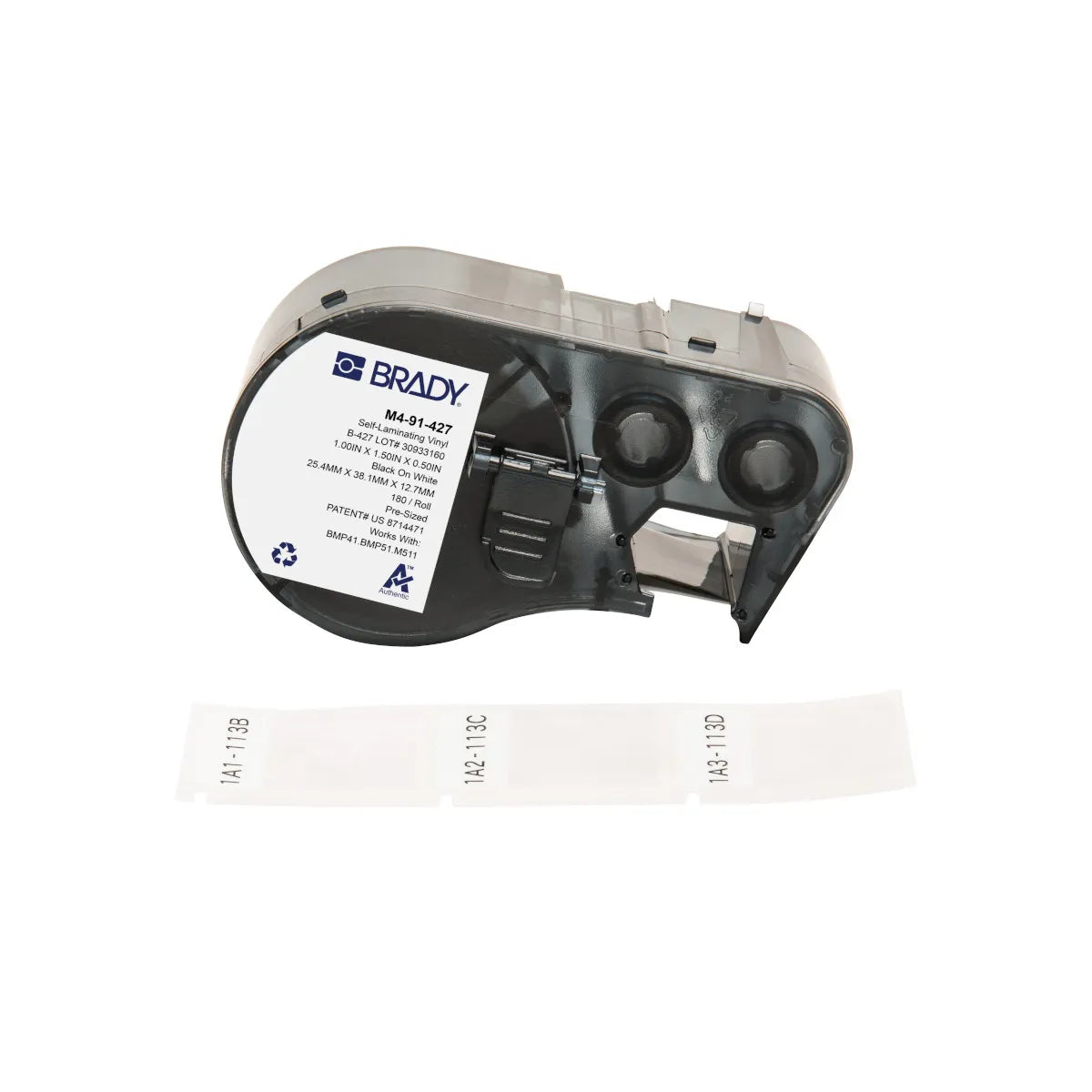Etiquetas de vinilo autolaminable 1″Wx1.5″H in. 10-4AWG 180Pz negro/blanco