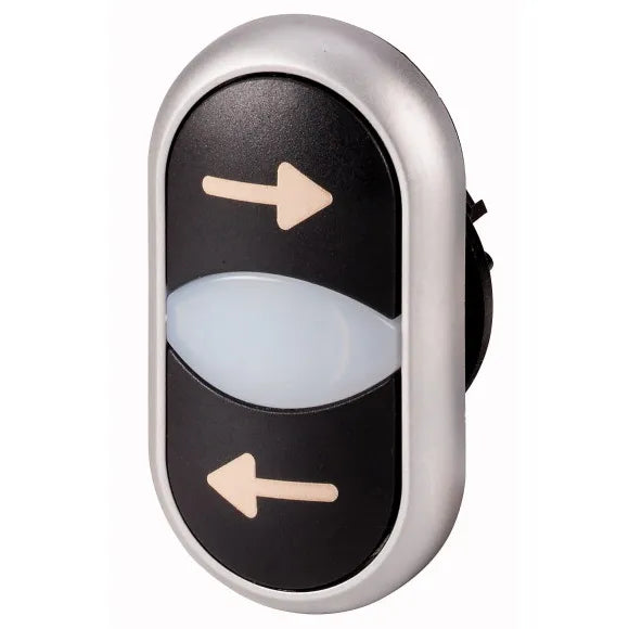 M22-DDL-S-X226/X26 Botón doble Momentáneo iluminado Negro/Negro DERECHA-IZQUIERD