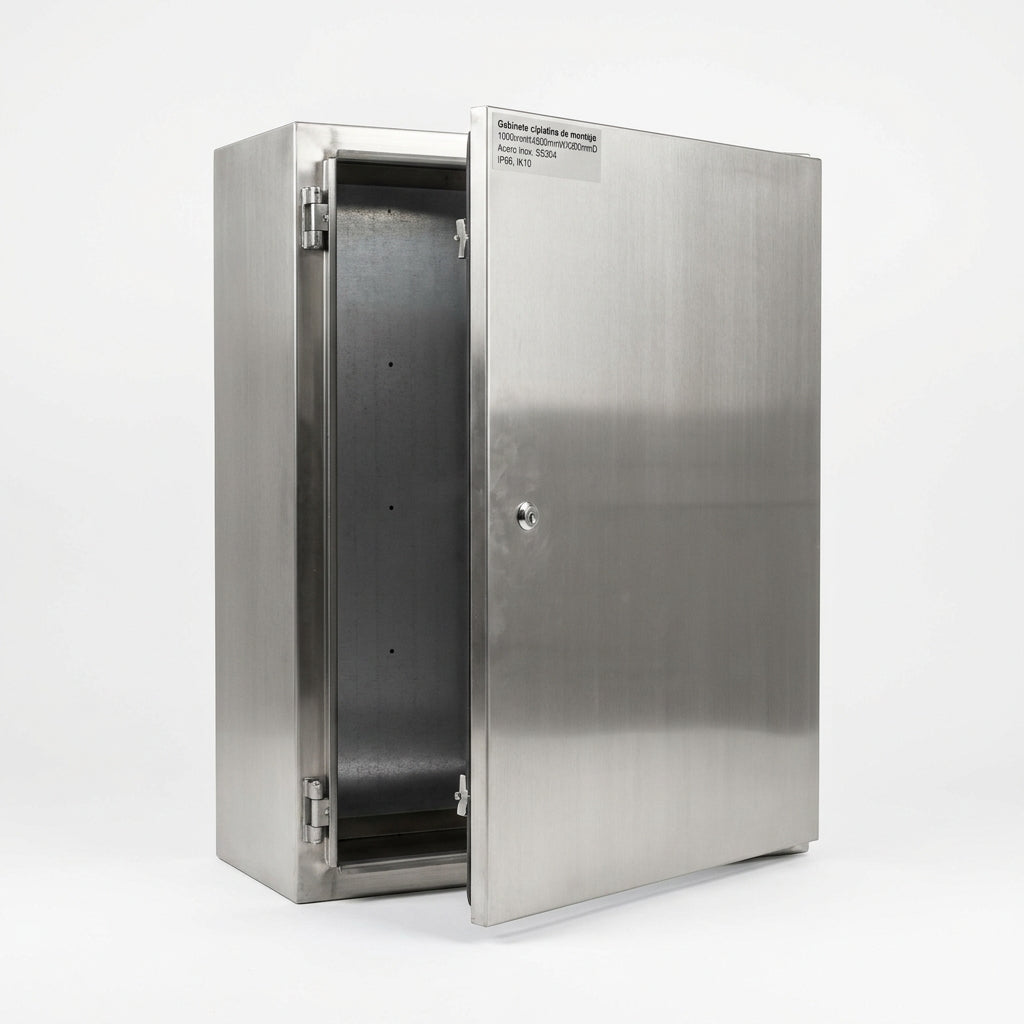 Gabinete c/platina de montaje 1000mmHX800mmWX300mmD Acero inox. SS304 IP66, IK10
