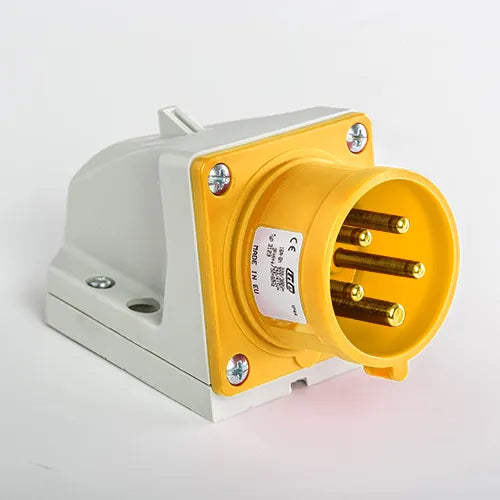 Clavija mural 16A 3P+N+T 120VCA 4h Amarillo IP44
