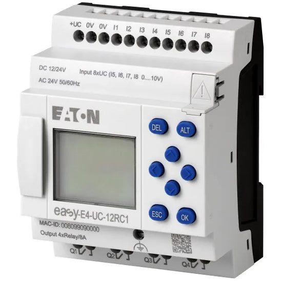 EASY-E4-UC-12RC1 CPU 8DI (4DI-4AI) 4DO RELÉ 8A 12VDC-24VUC DISPLAY C/TECLADO