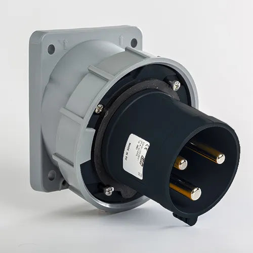 Clavija empotrar inclinada 63A 3P+T 500VCA 7h Negro IP66-IP67