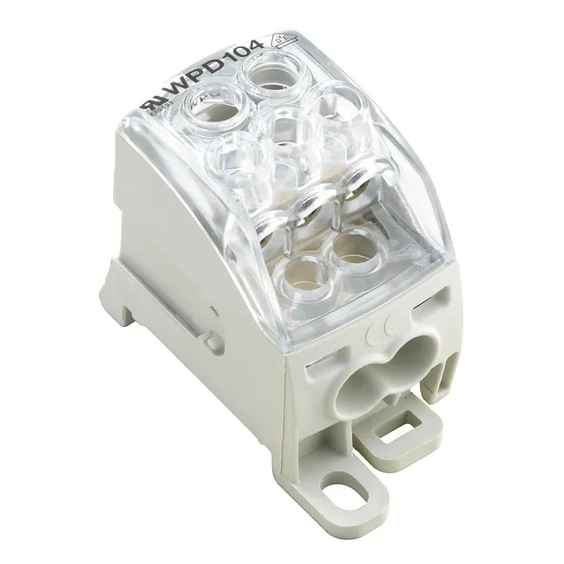 WPD 104 Bloque de distribución 1 polo 1×25+1x16mm² 2×16+3x10mm² 164A 1000VCA Gri