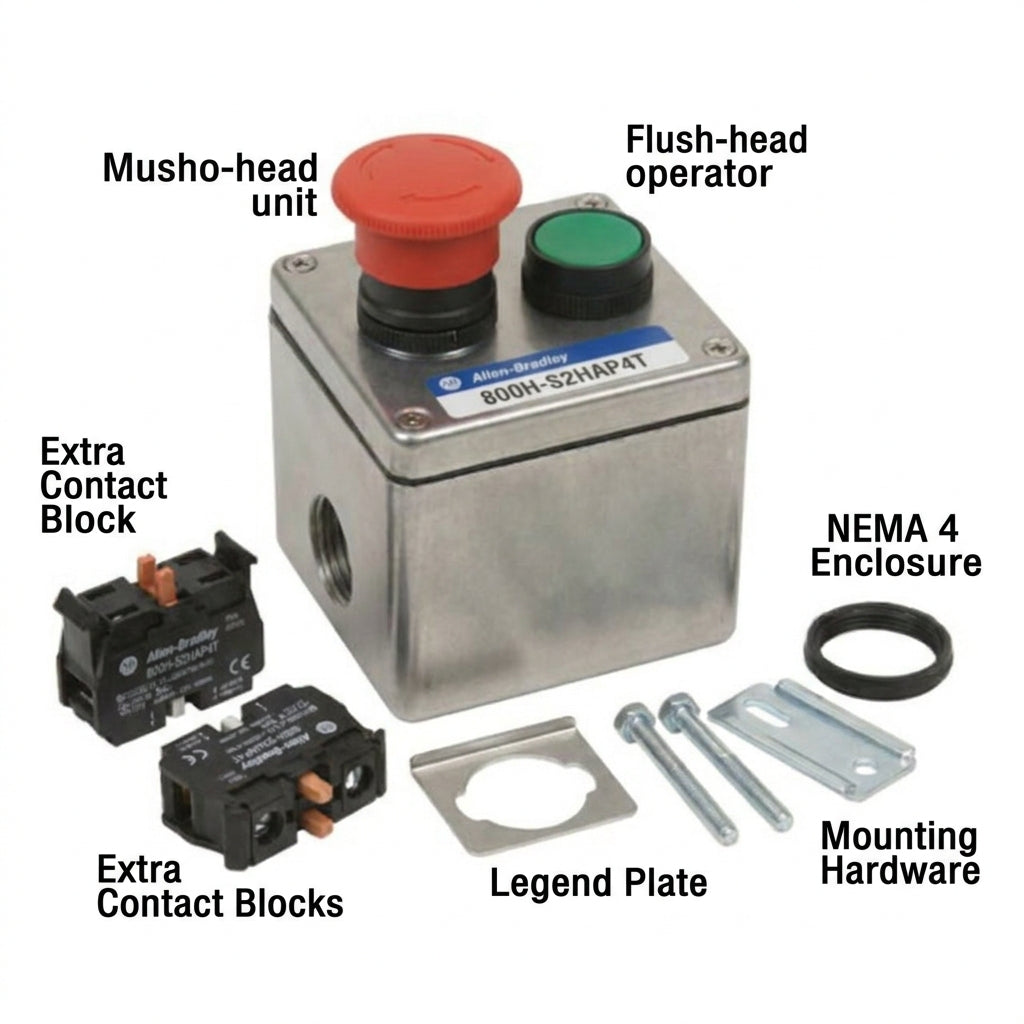 ALLEN-BRADLEY 800H-S2HAP4T BOTONES PULSADORES BOTONERAS Y ACCESORIOS