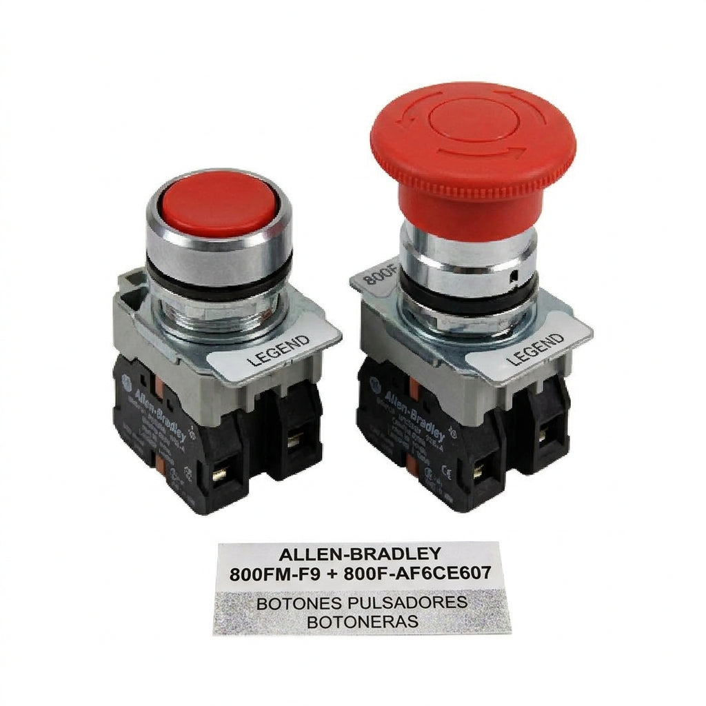 ALLEN-BRADLEY 800FM-F9 + 800F-AF6CE607 BOTONES PULSADORES BOTONERAS